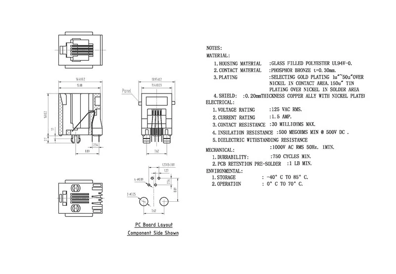 Conector RJ11 transparente para cableado telefónico