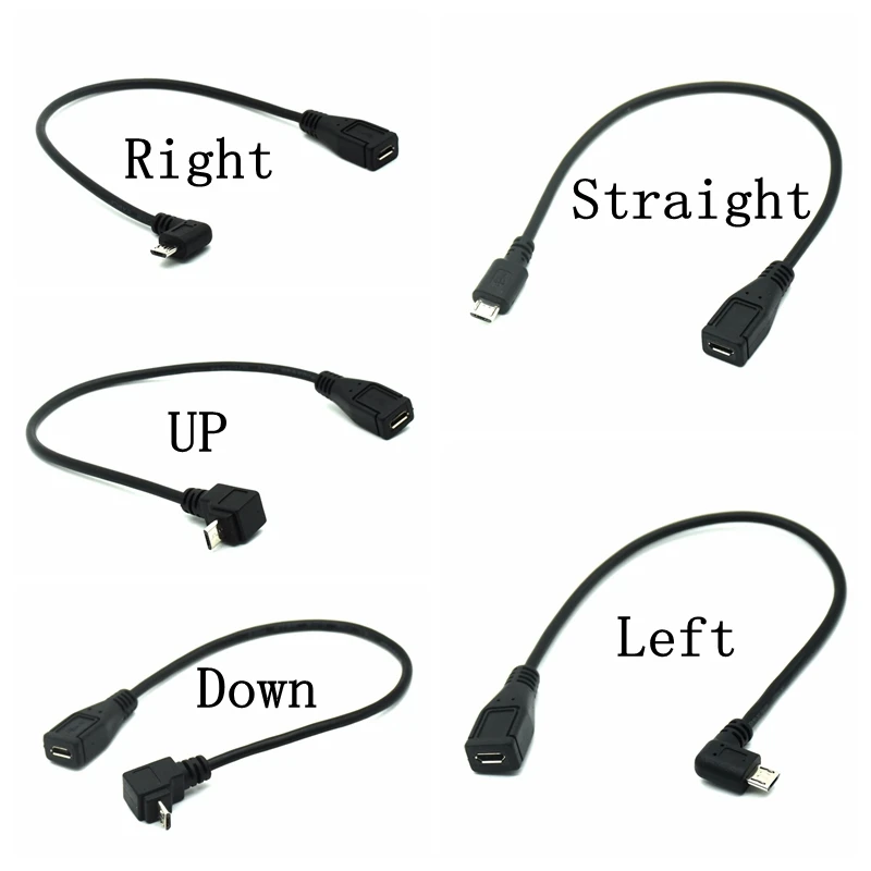 Extensor Micro USB 2.0 Macho-Hembra 90 Grados 25cm