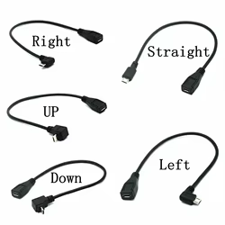 Extensor Micro USB 2.0 Macho-Hembra 90 Grados 25cm