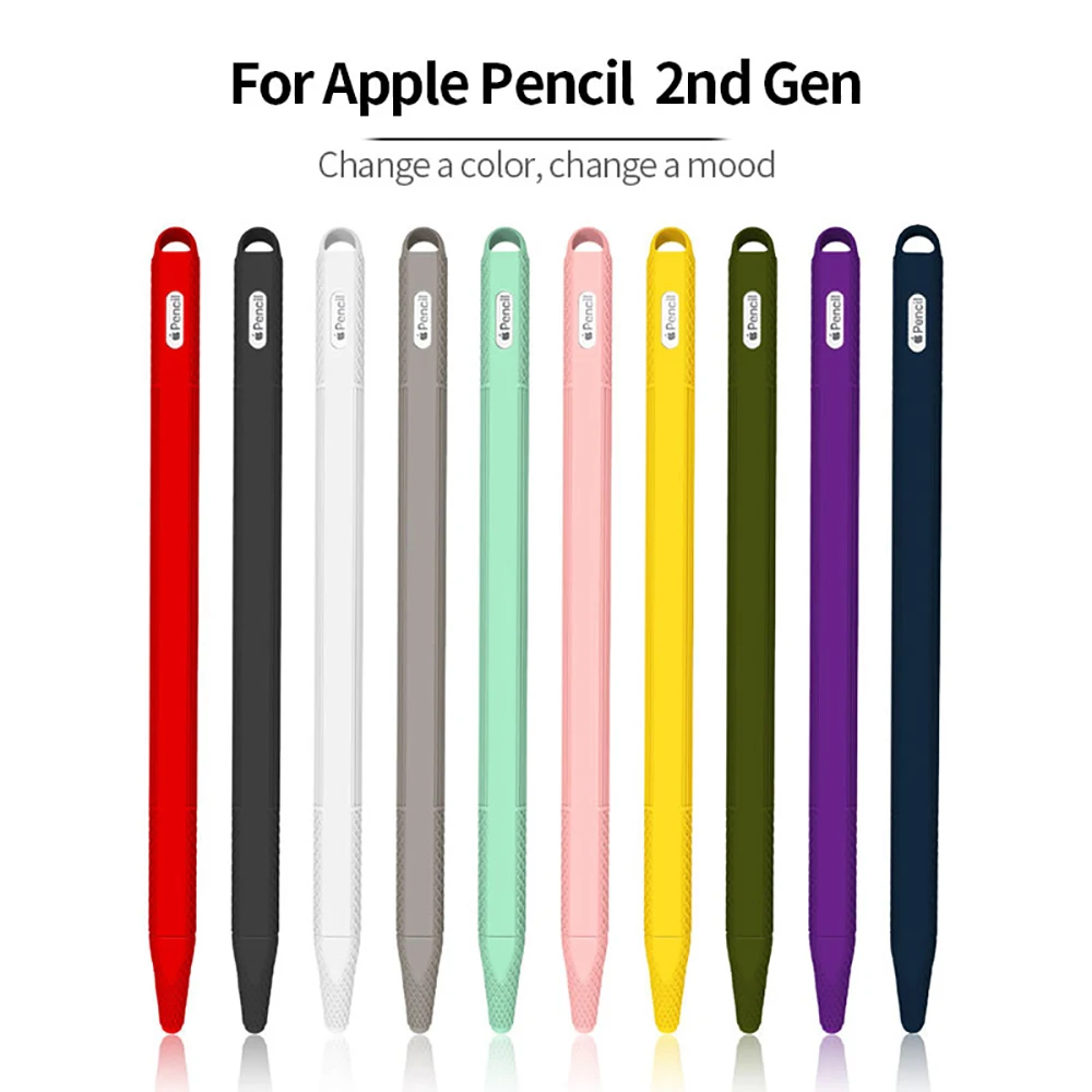 Funda de silicona suave en color negro envolviendo el Apple Pencil 2