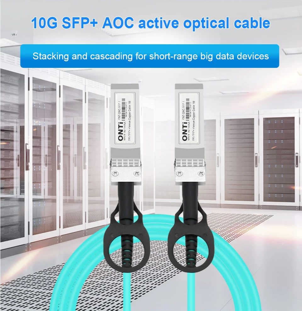 Vista frontal del conector SFP+ AOC