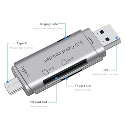 UTHAI SF188 Lector de Tarjetas USB-C SD/TF 3.0 Doble Conector