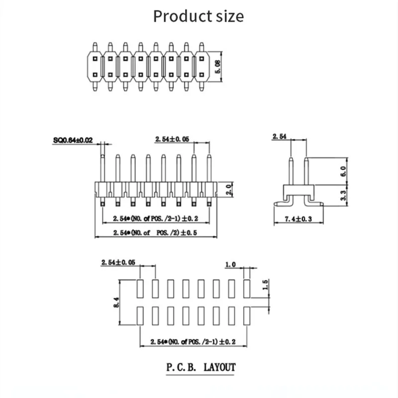Conector pin macho SMD doble fila