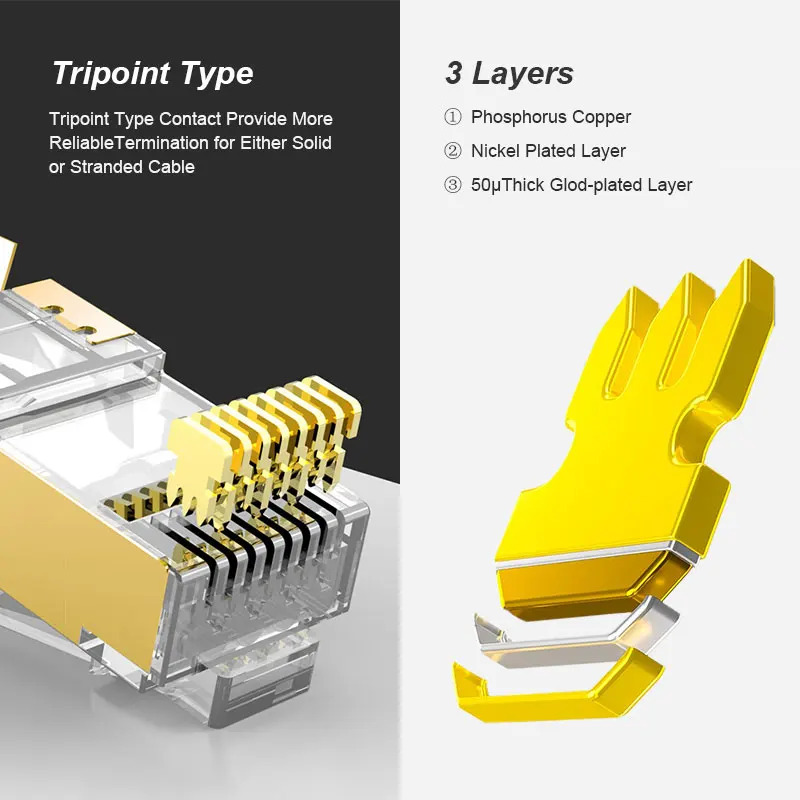 Conector RJ45 blindado vista lateral