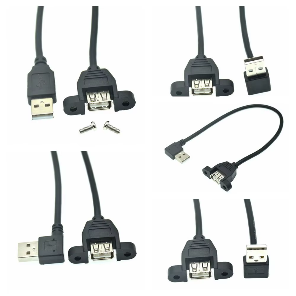 Conector hembra USB-A con orificio de montaje en panel
