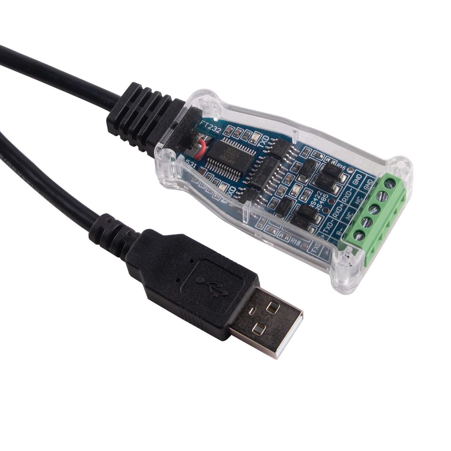Adaptador USB a RS485 visto de frente