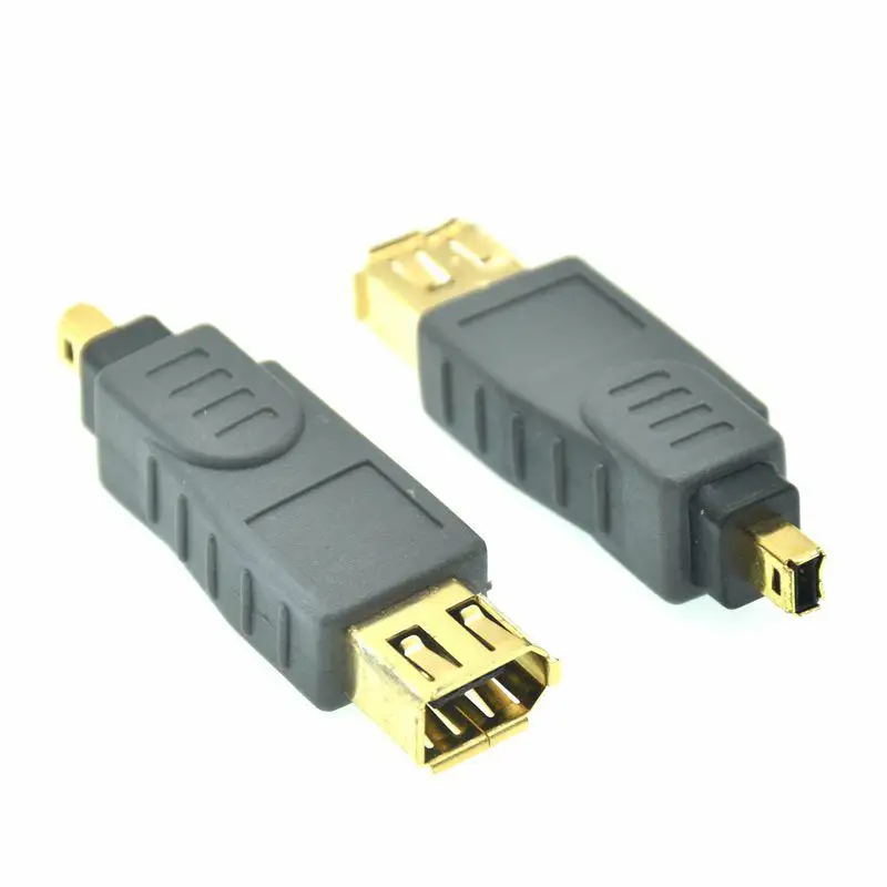 Detalle del conector hembra de 6 pines del adaptador Firewire