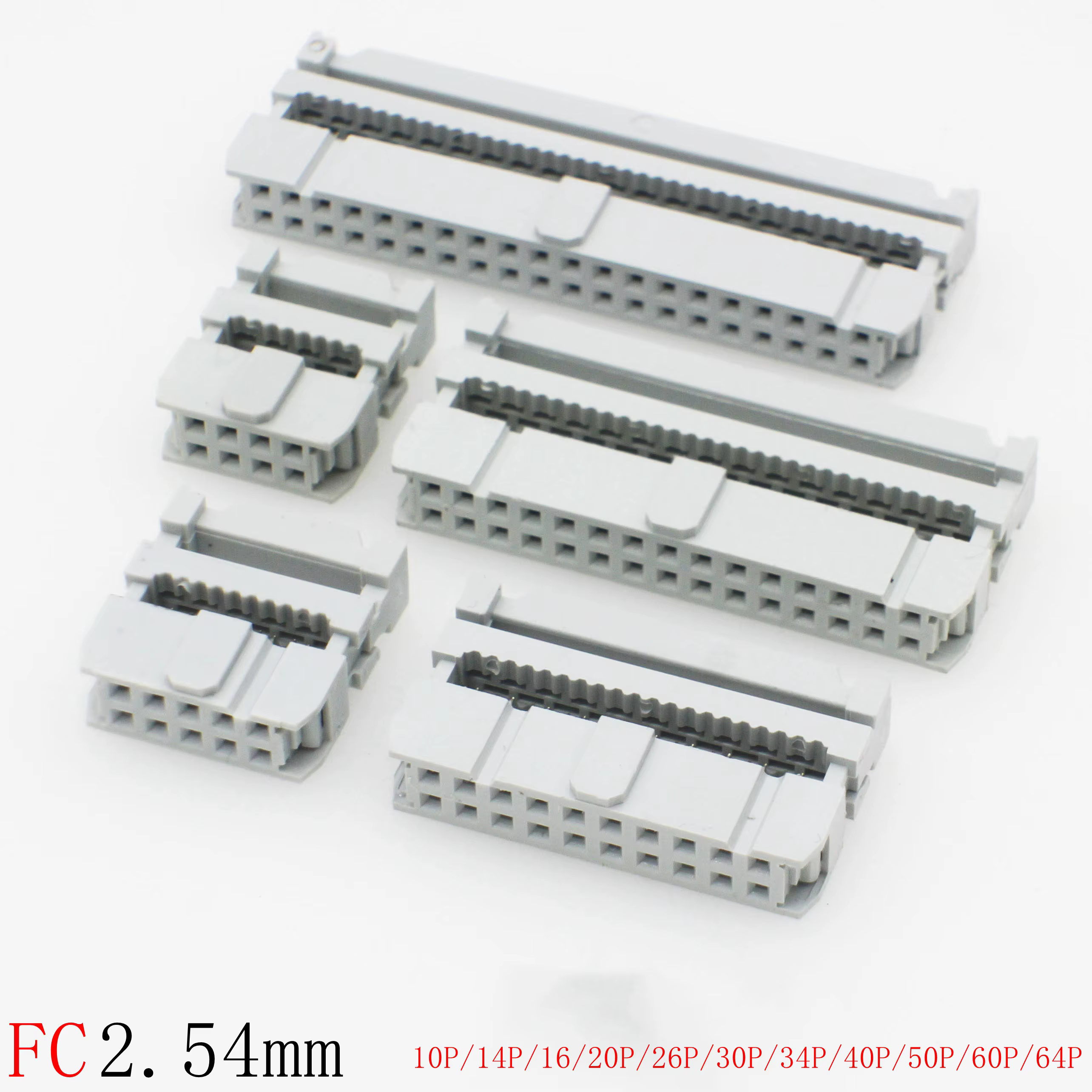 Conector IDC de doble fila hembra en color gris