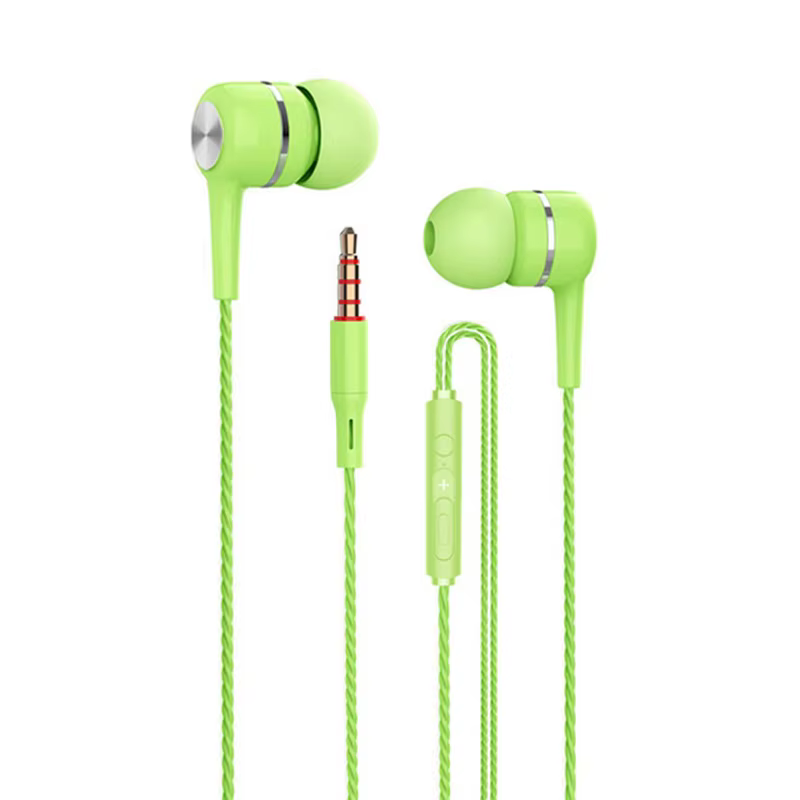 Auriculares conectados a un teléfono