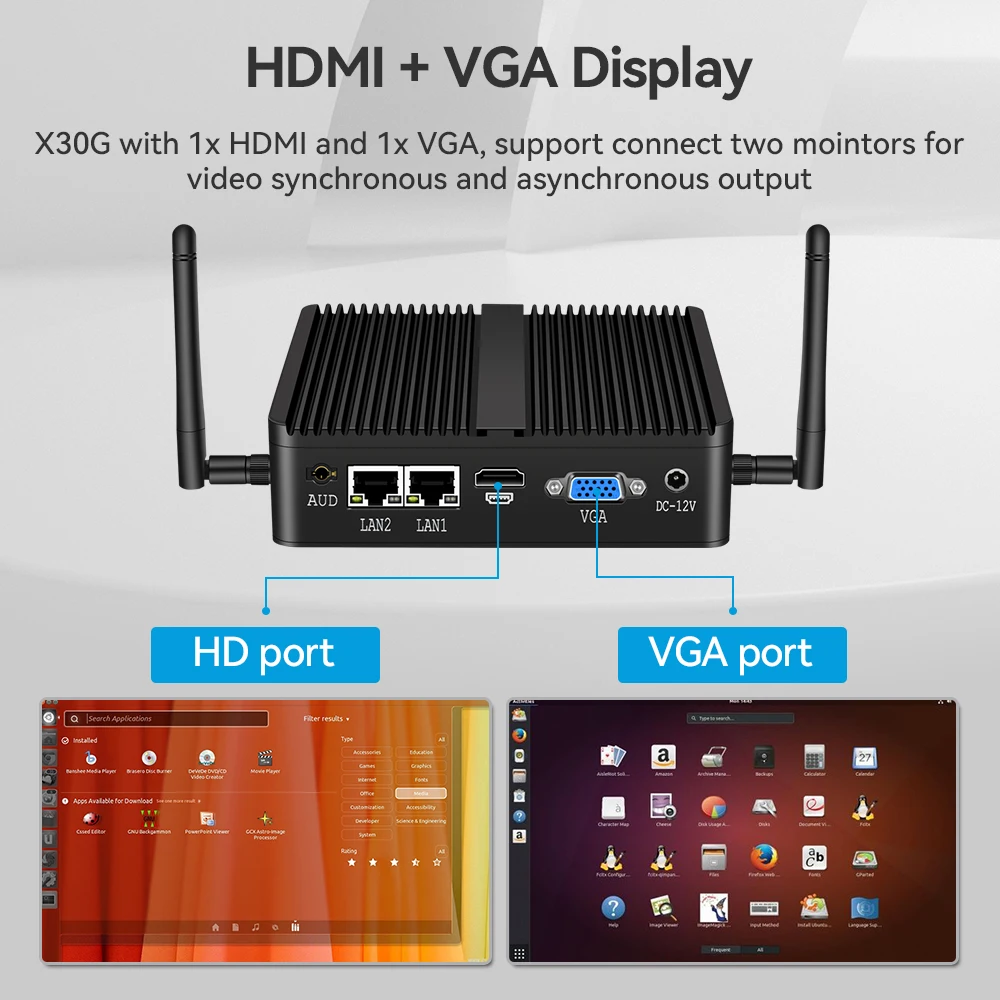 XCY Mini PC Industrial Fanless Intel Core i5 Dual LAN RS-232 WiFi - imagen 3