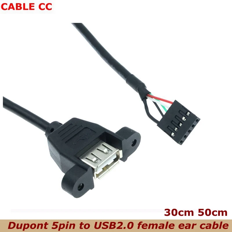 Conector USB 2.0 Tipo A Hembra Montaje Panel - Cable DuPont 5 Pines - imagen 4