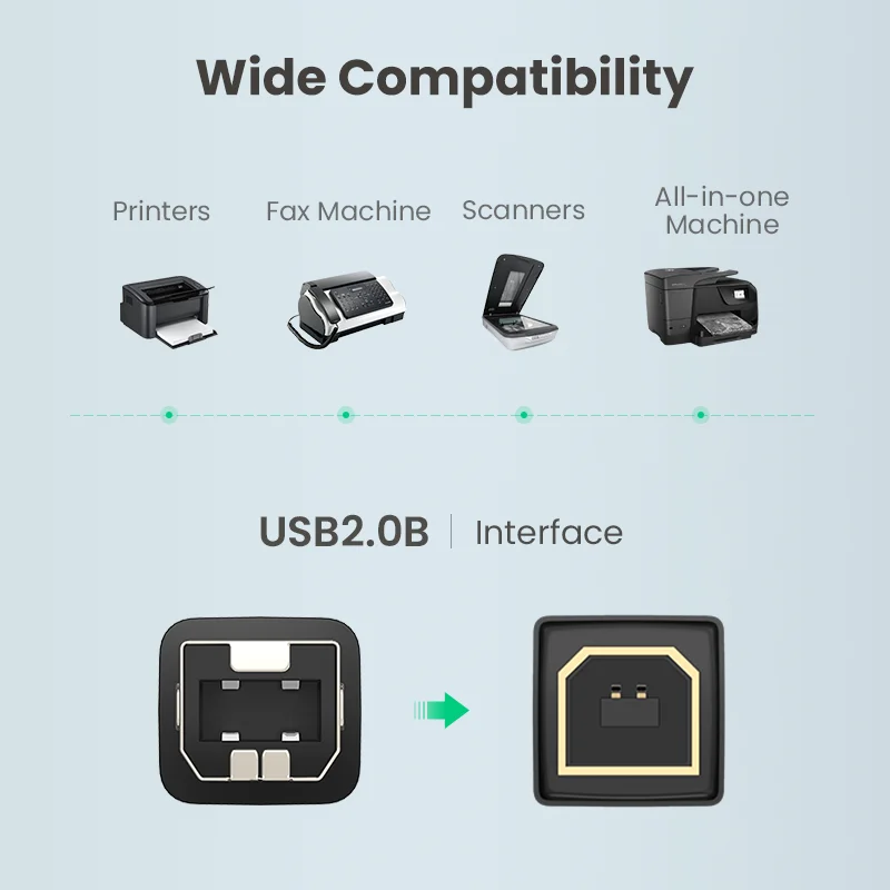 UGREEN Cable USB 2.0 A-B para impresora de alta velocidad universal - imagen 3