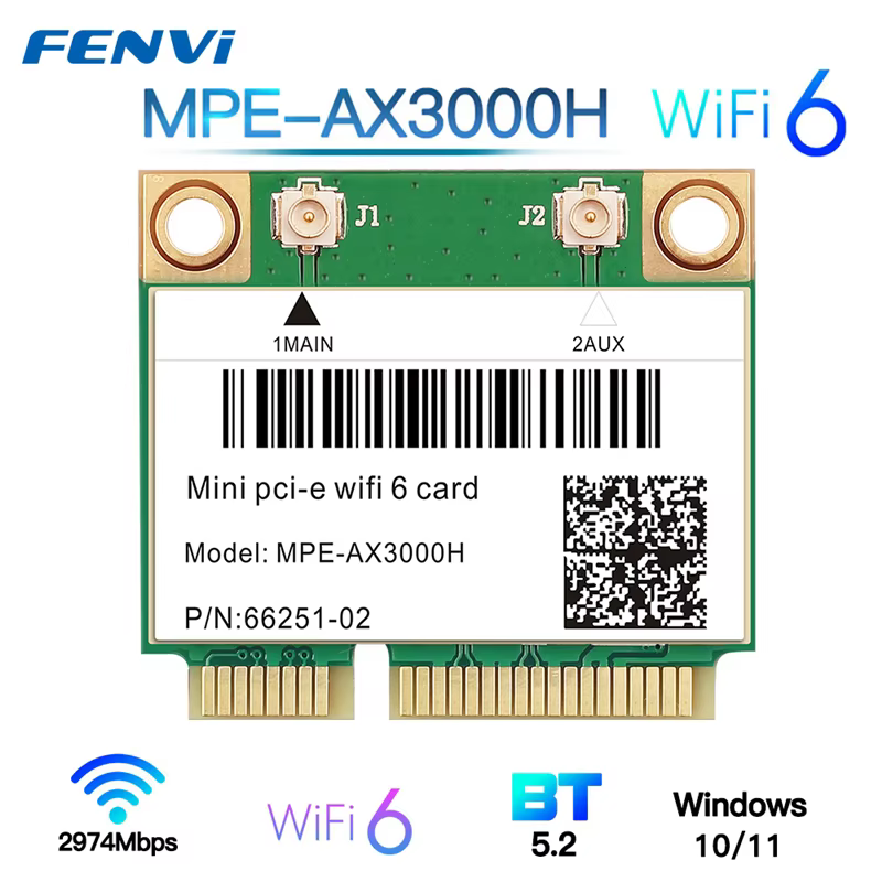 Mini PCI-E WiFi 6 de doble banda con chipset AX210