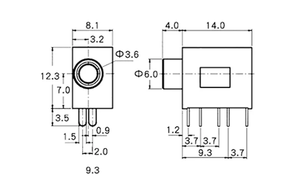 Conector PJ‑325 frontal