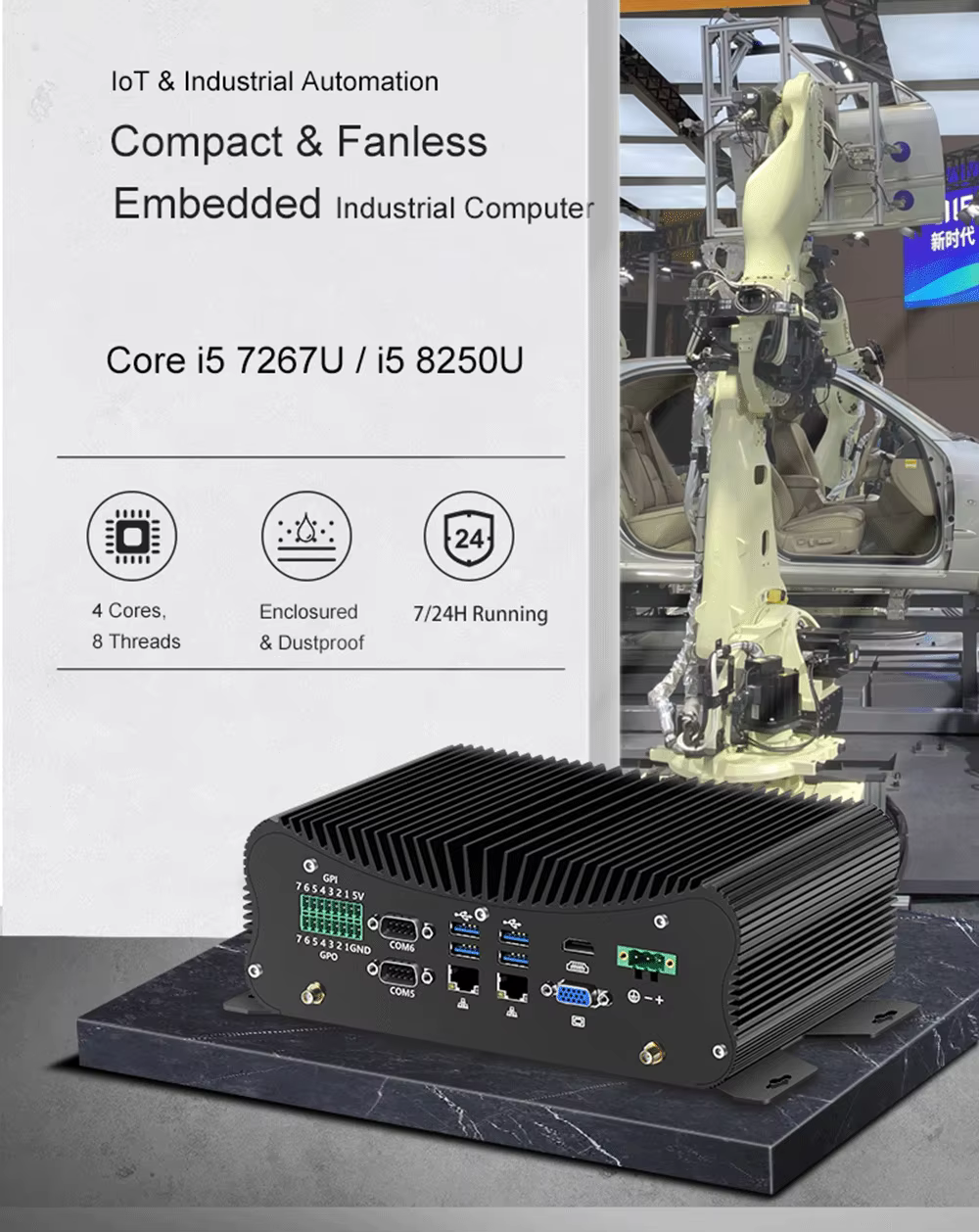 Vista frontal del PC industrial XCY