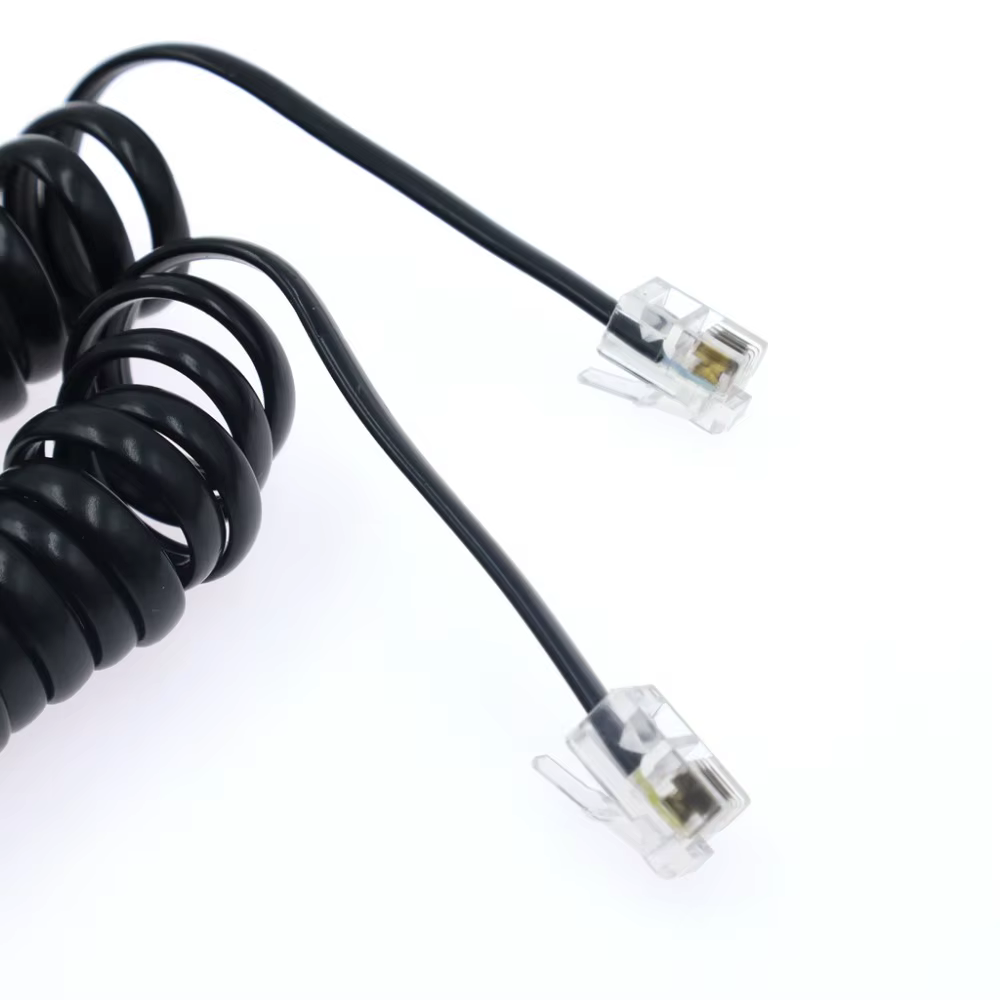 Cable retráctil en espiral para extensión de auricular telefónico