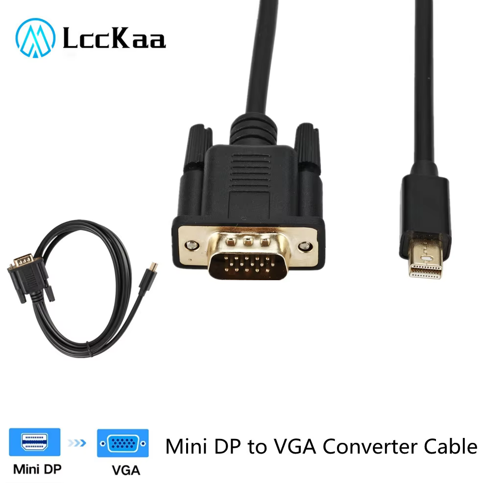 Cable adaptador Mini DP a VGA negro de 1.8m
