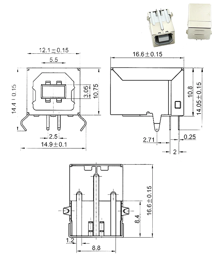 Detalle del conector USB hembra tipo A