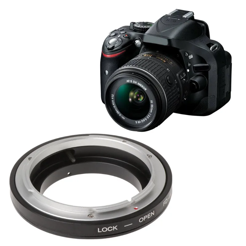 Vista frontal del adaptador FD-AI mostrando la rosca para lente Canon FD