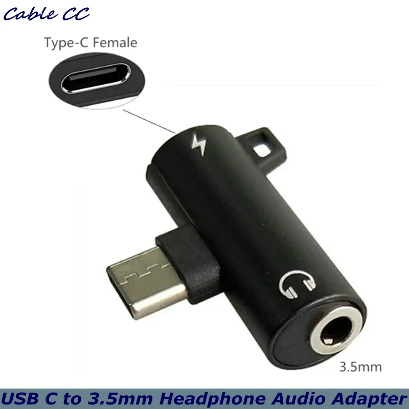 Vista frontal del convertidor USB-C con cable integrado