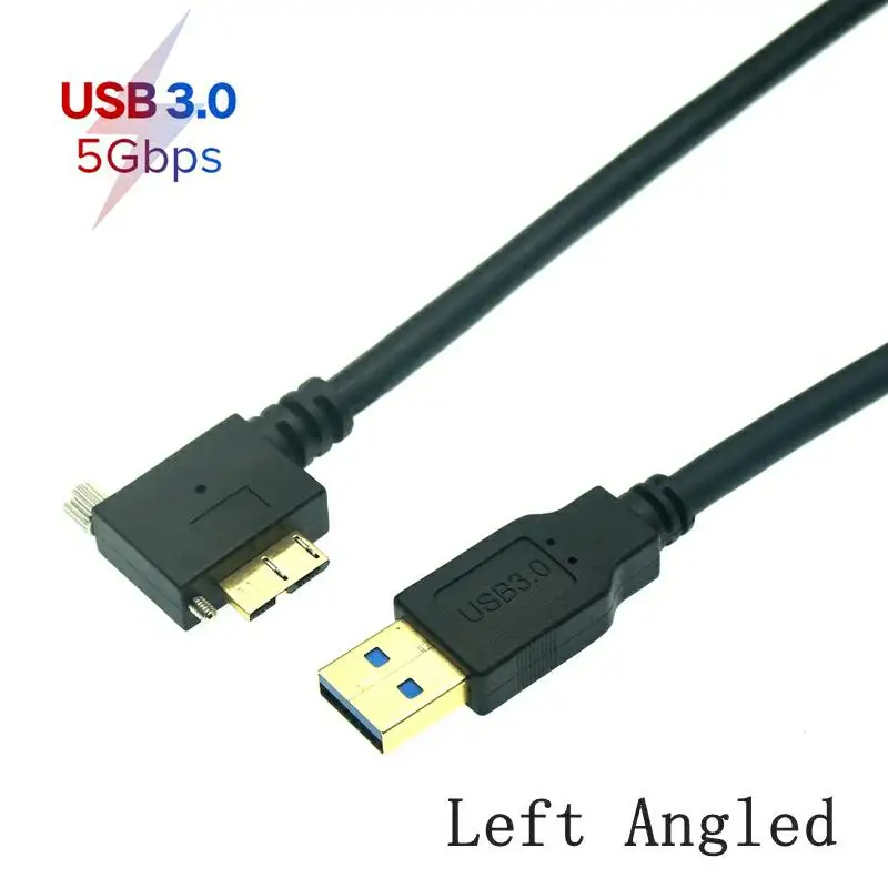 Cable USB 3.0 con ángulo de 90 grados y tornillo de bloqueo