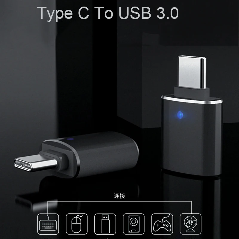 Adaptador OTG conectado a puerto USB-C