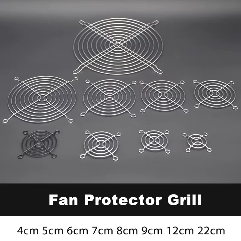 Protector de rejilla metálico plateado para ventilador