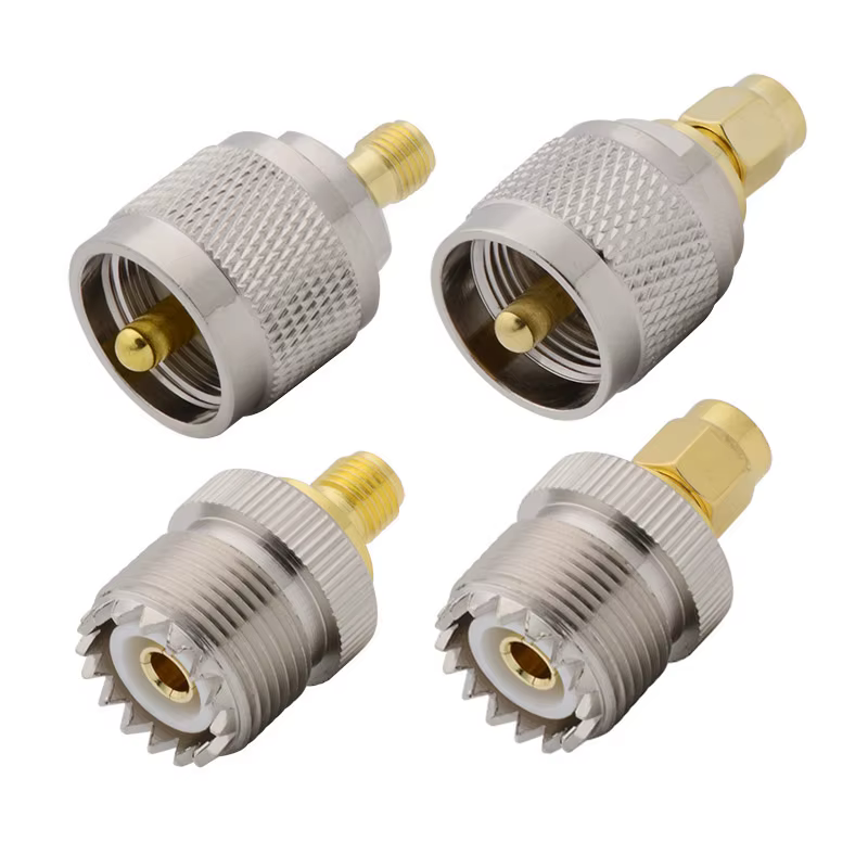 Conector coaxial UHF a SMA de montaje recto