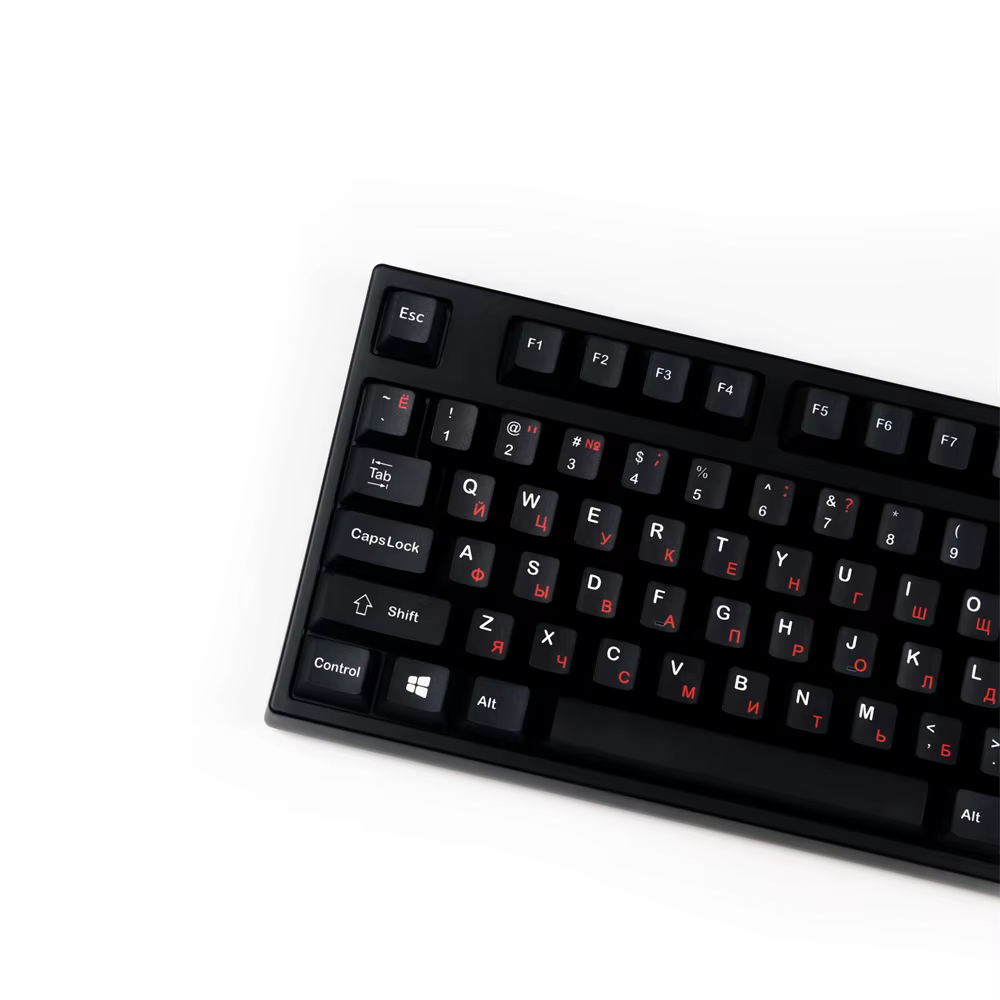 Teclas PBT negras vista frontal