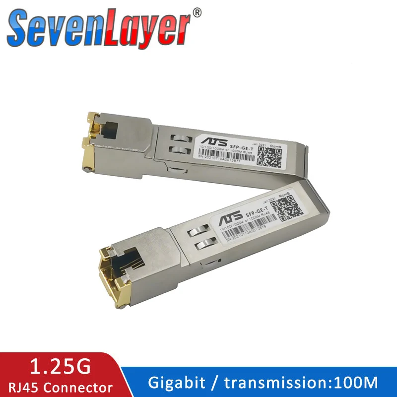 Módulo SFP RJ45 con detalle del conector