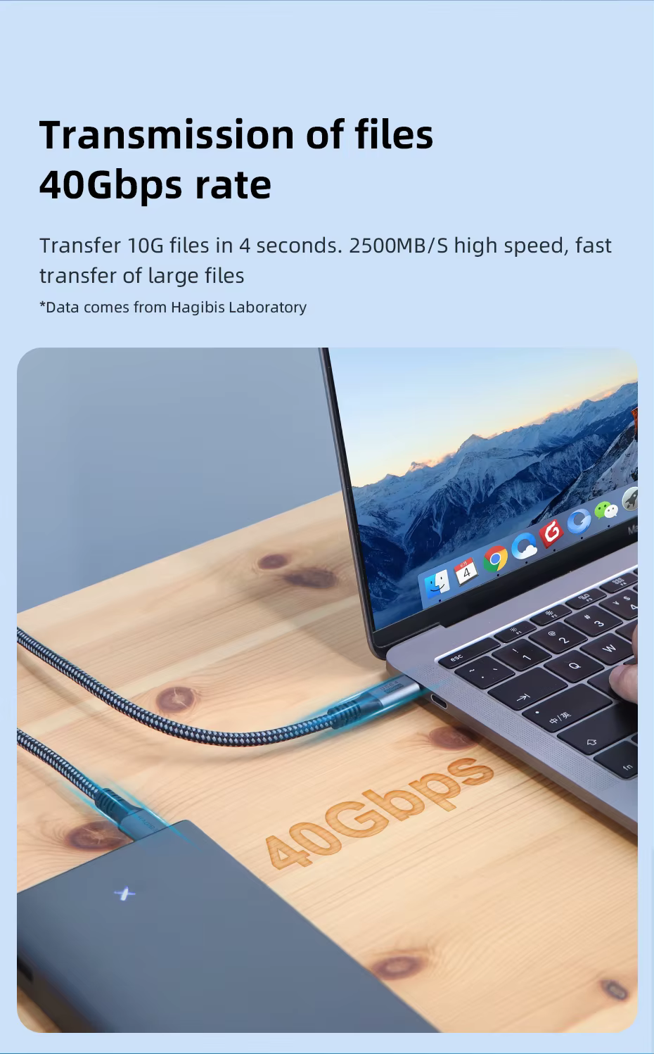 Cable USB4 Hagibis en uso