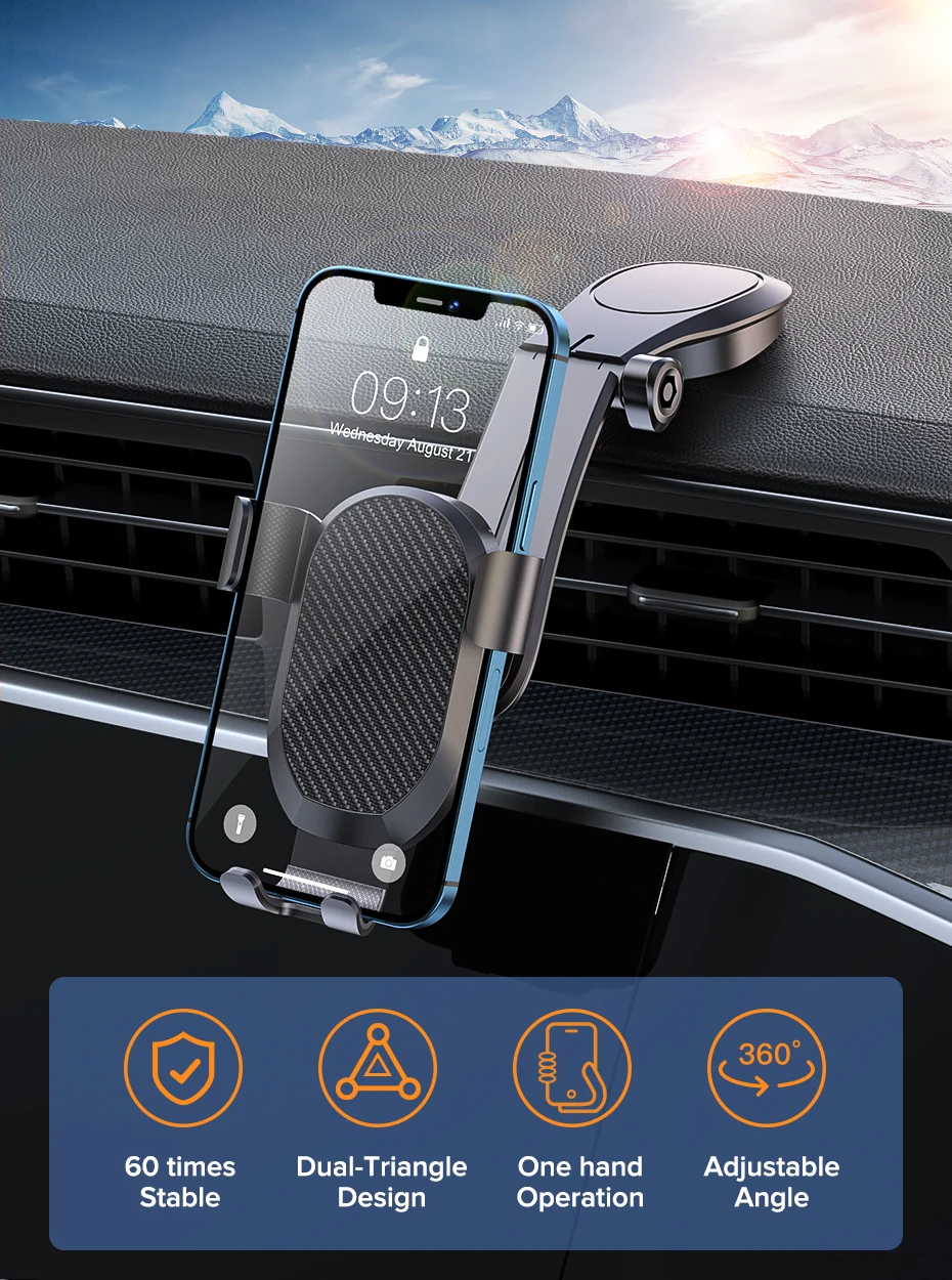 Soporte por gravedad en coche