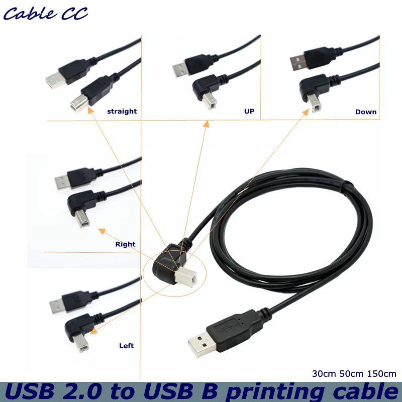 Cable USB 2.0 ángulo 90 grados negro CableCC