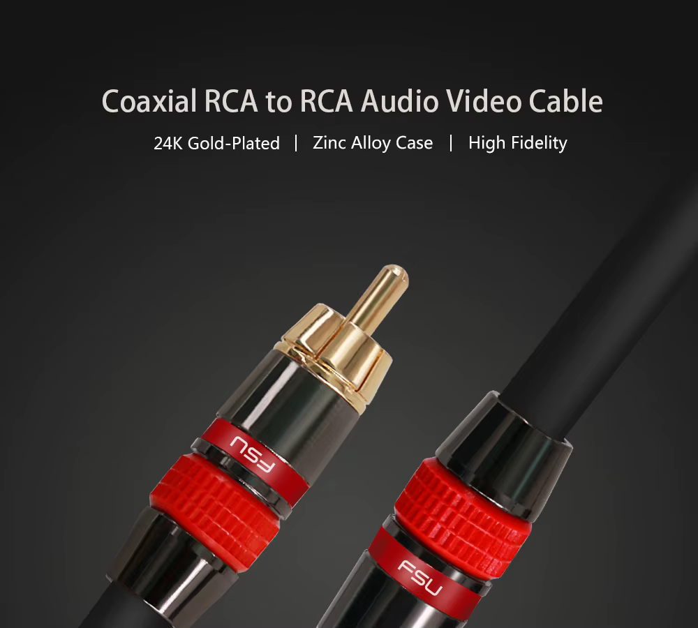 Cable coaxial RCA con conectores dorados para audio digital