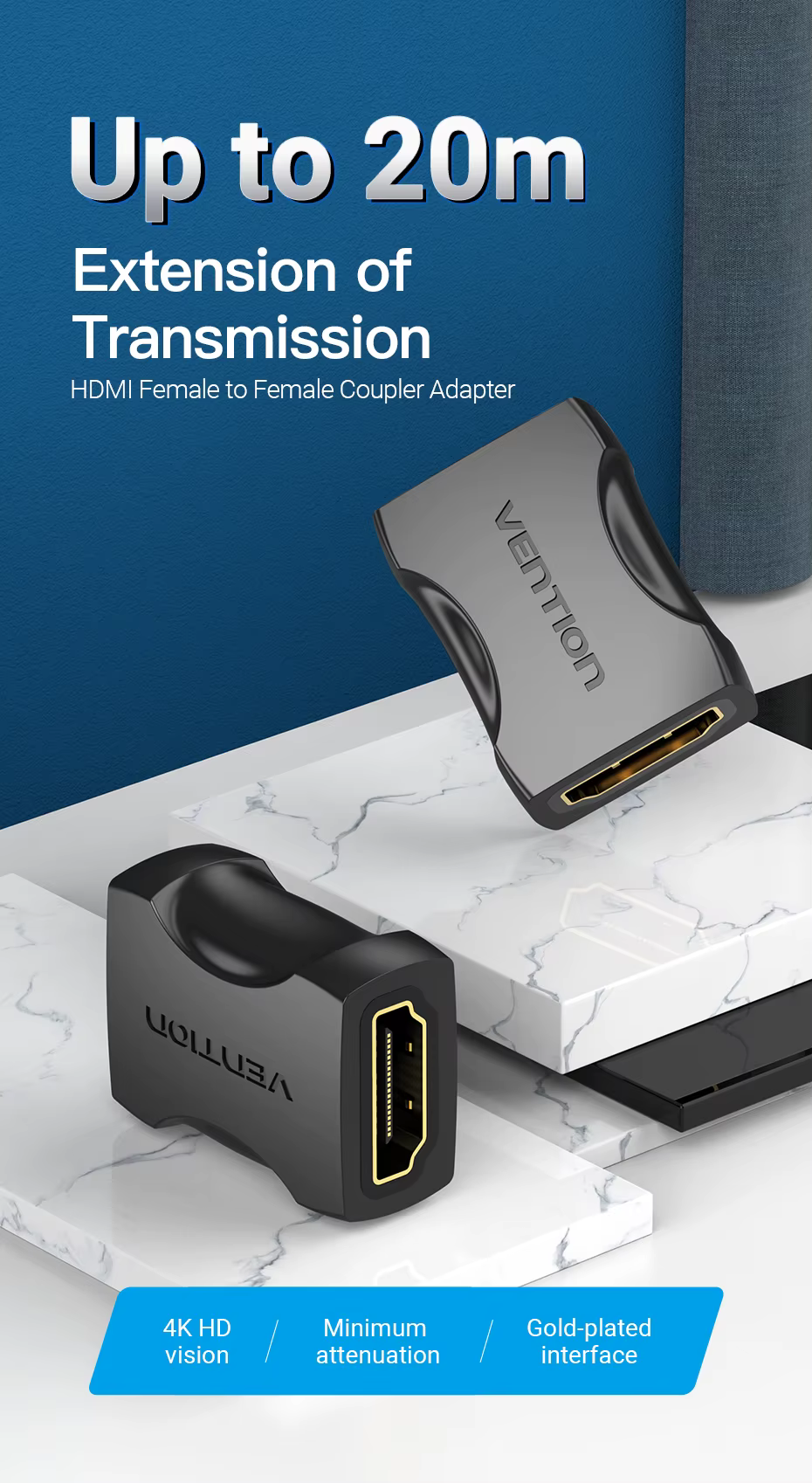 Adaptador HDMI hembra a hembra Vention