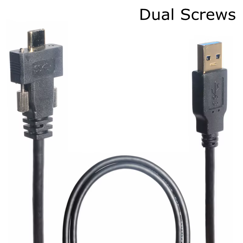 Cable USB con tornillos de bloqueo vista lateral