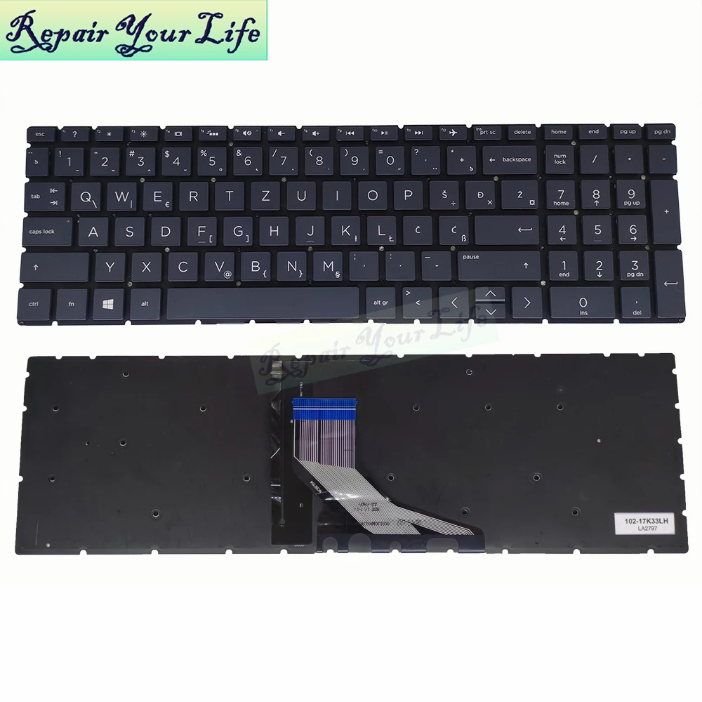 Teclado alemán retroiluminado HP Pavilion vista frontal