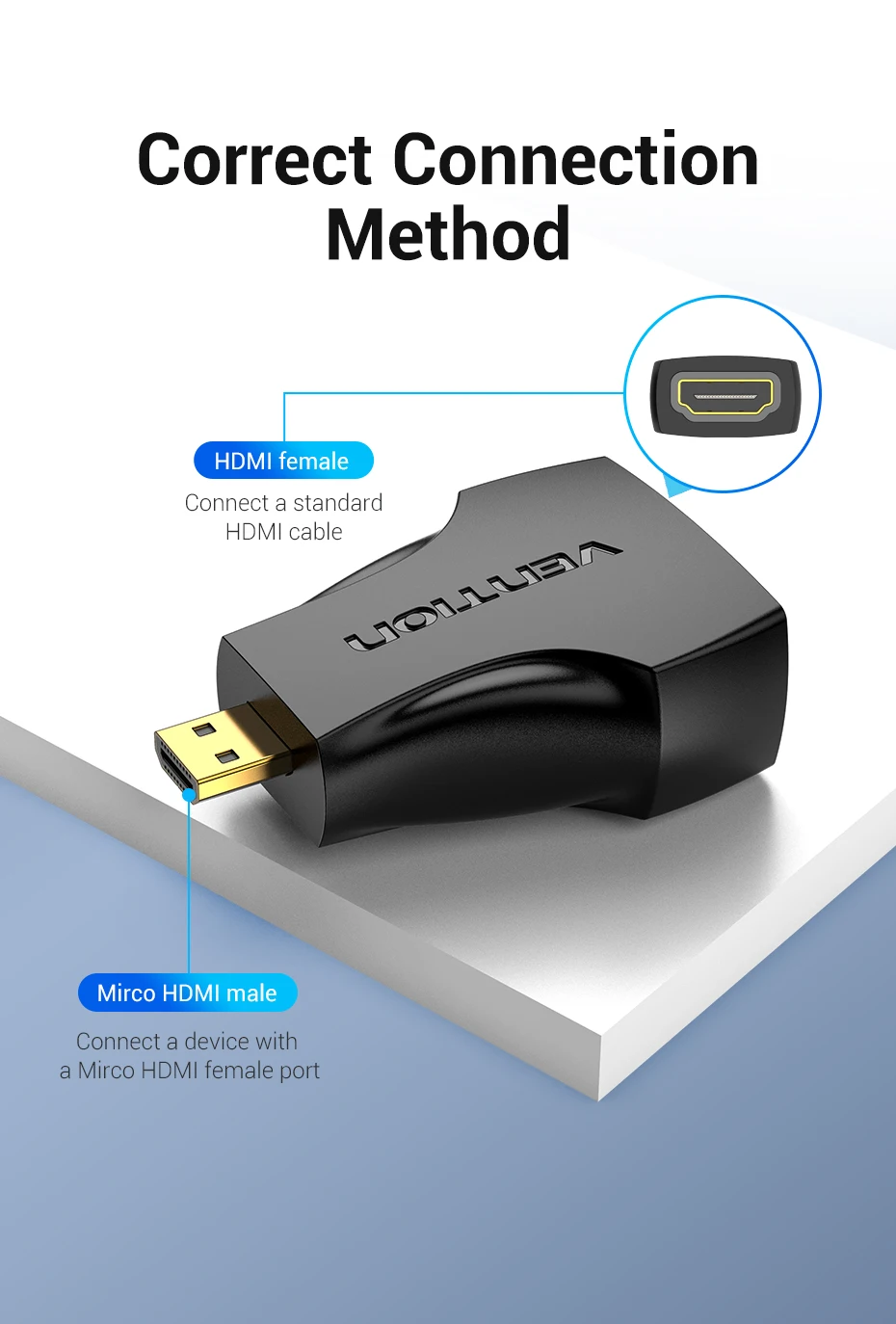 Conector dorado y diseño ergonómico