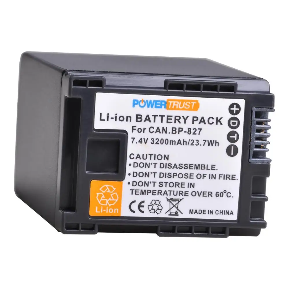 PowerTrust-Batería de 3200mAh BP-827 BP 827 para Canon XA10 HG20 HG21 LEGRIA HF M300 M306 M400 M406 G10 G25 S100 S200 S21 M32 HFG20 - imagen 2