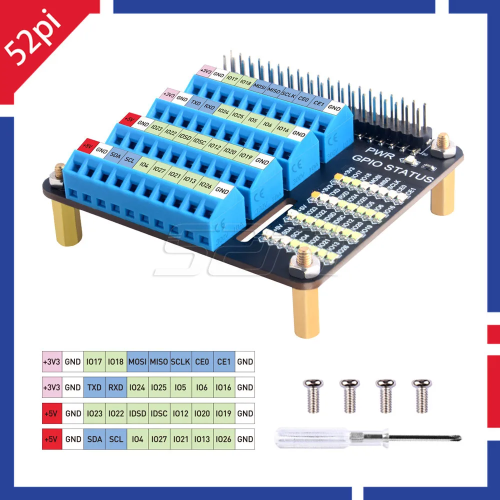 Placa de expansión GPIO Raspberry Pi con terminales atornillables