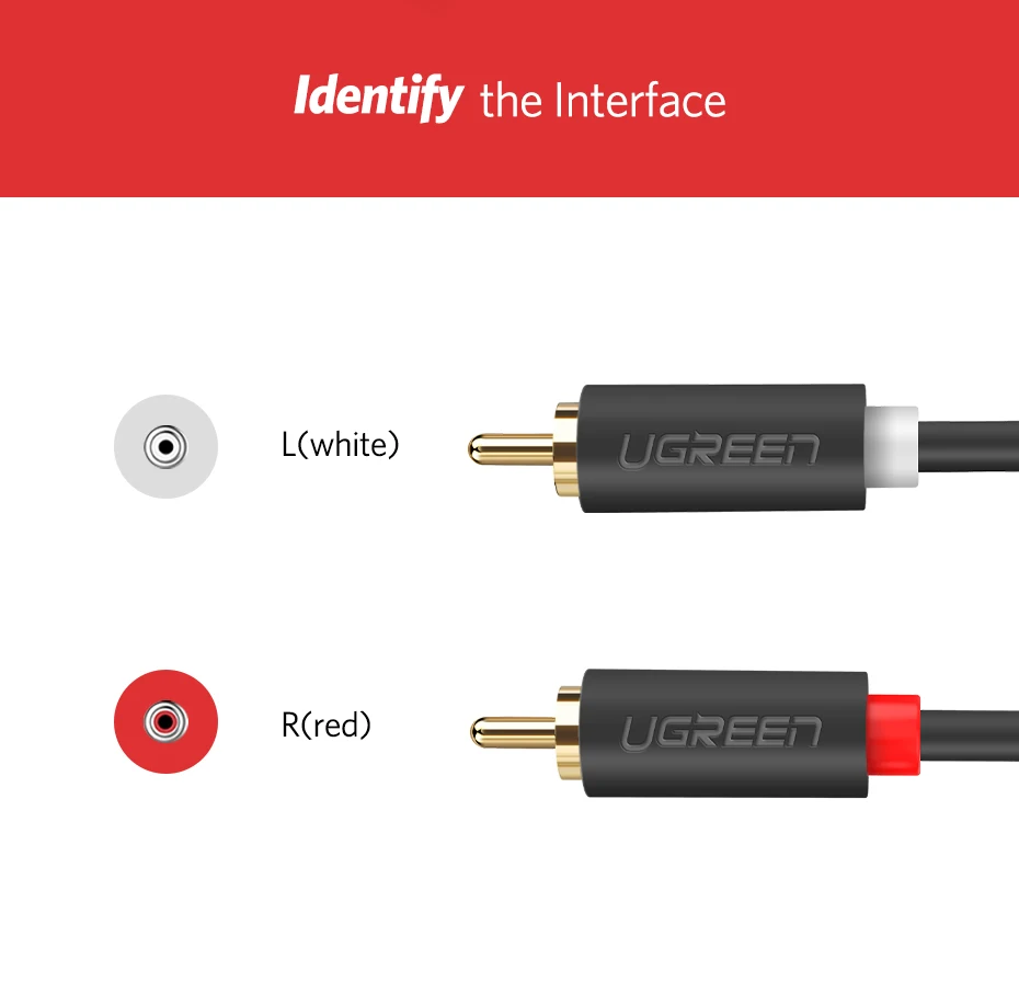 Detalle del conector chapado en oro