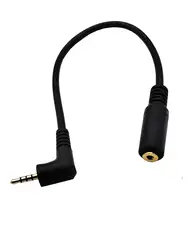 Cable adaptador de audio estereo 2,5 mm TRRS 90 grados Macho-Hembra