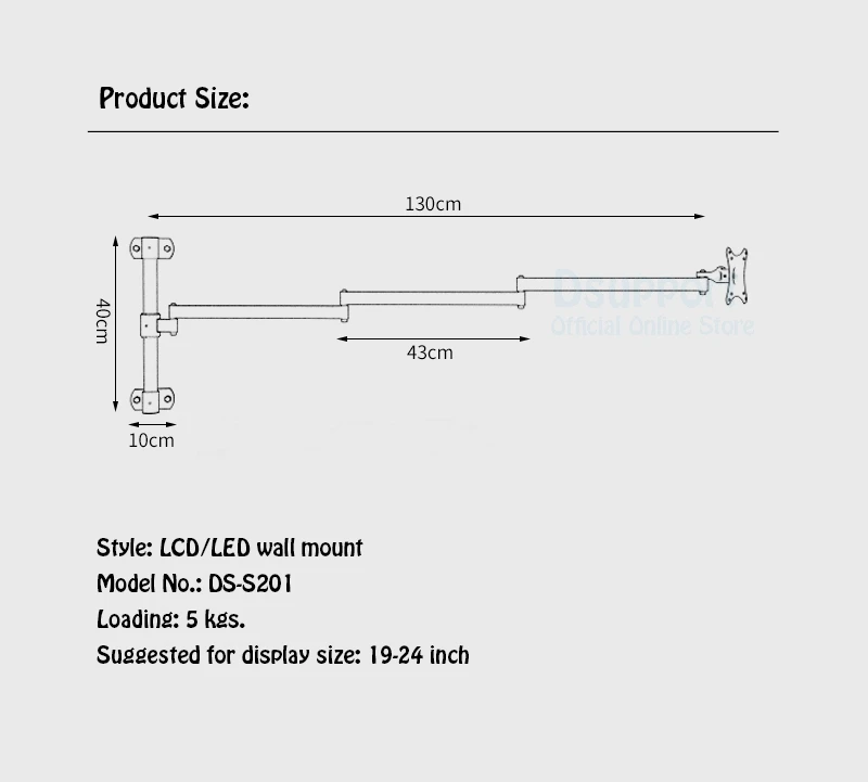 Soporte de pared para monitor con especificaciones VESA
