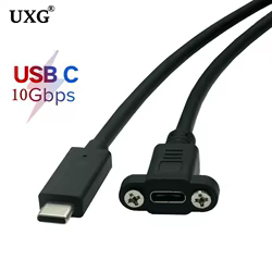 Cable Extensión USB 3.1 Tipo C Macho-Hembra 10Gbps con Soporte Panel