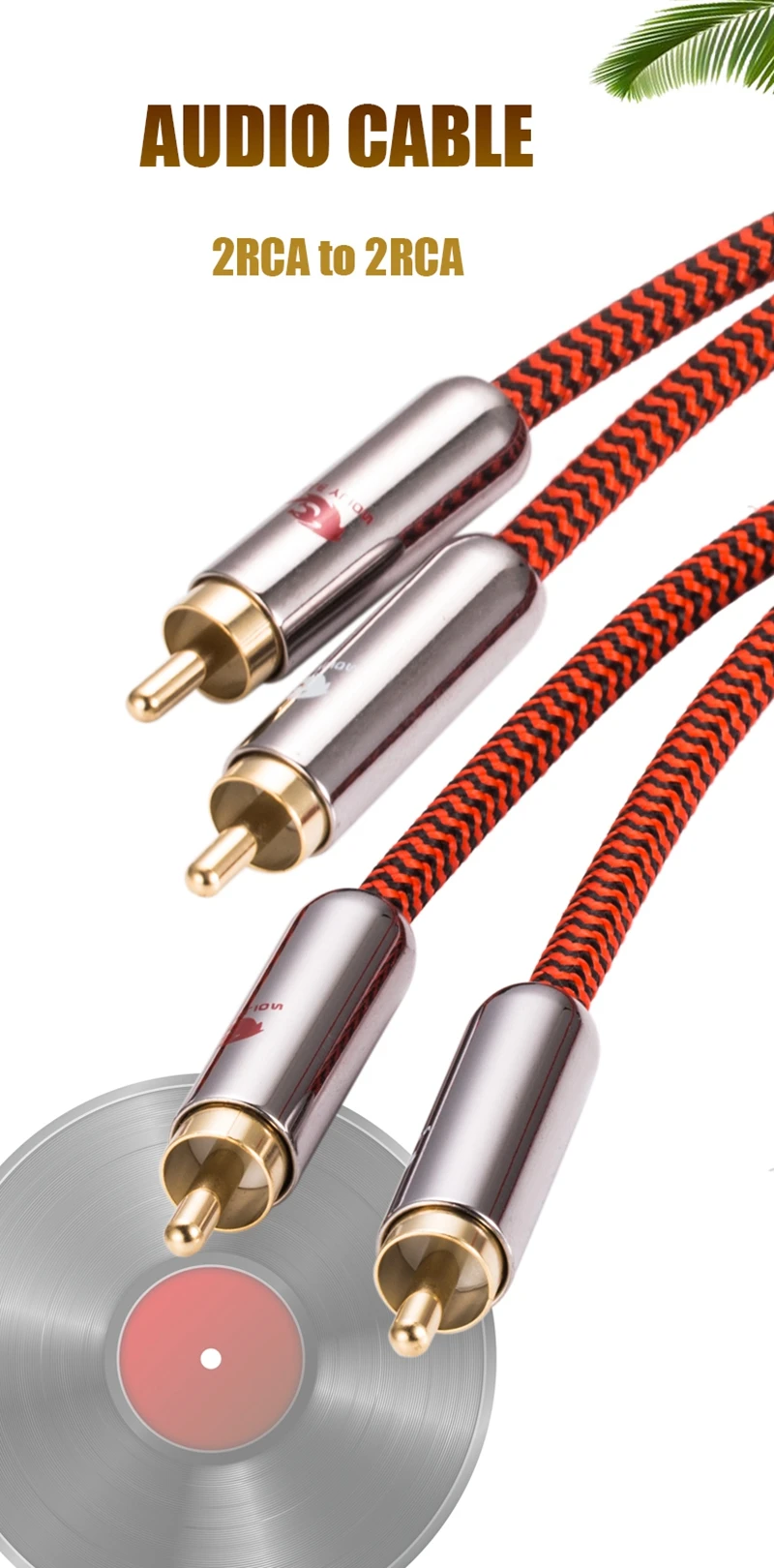Cable RCA dual macho con conectores chapados en oro