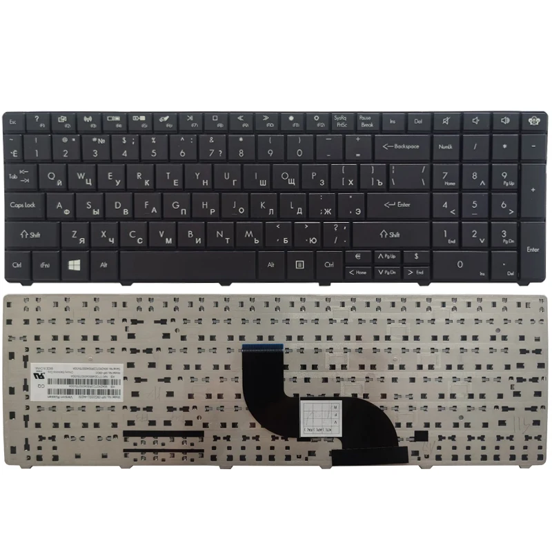 Detalle del teclado con caracteres en ruso