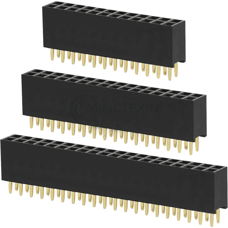 Conector PCB hembra doble fila vista frontal