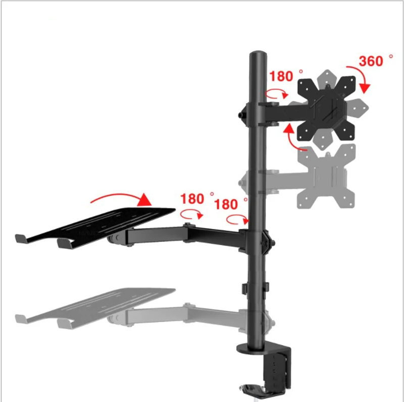 Brazo Monitor Dual con Bandeja Portátil - Altura Ajustable - imagen 4