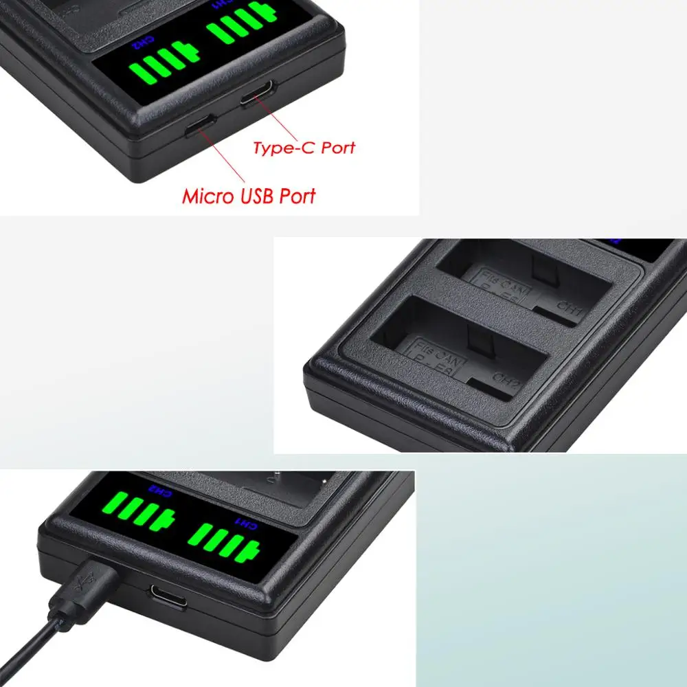 Batería Batmax LP-E8 + Nuevo Cargador LED Dual con Puerto Tipo C para Canon EOS 550D 600D 650D 700D Kiss X4 X5 X6i X7i - imagen 3