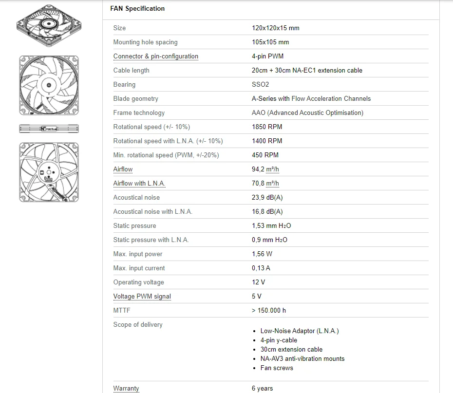 Ventilador Noctua NF-A12x15 PWM vista frontal